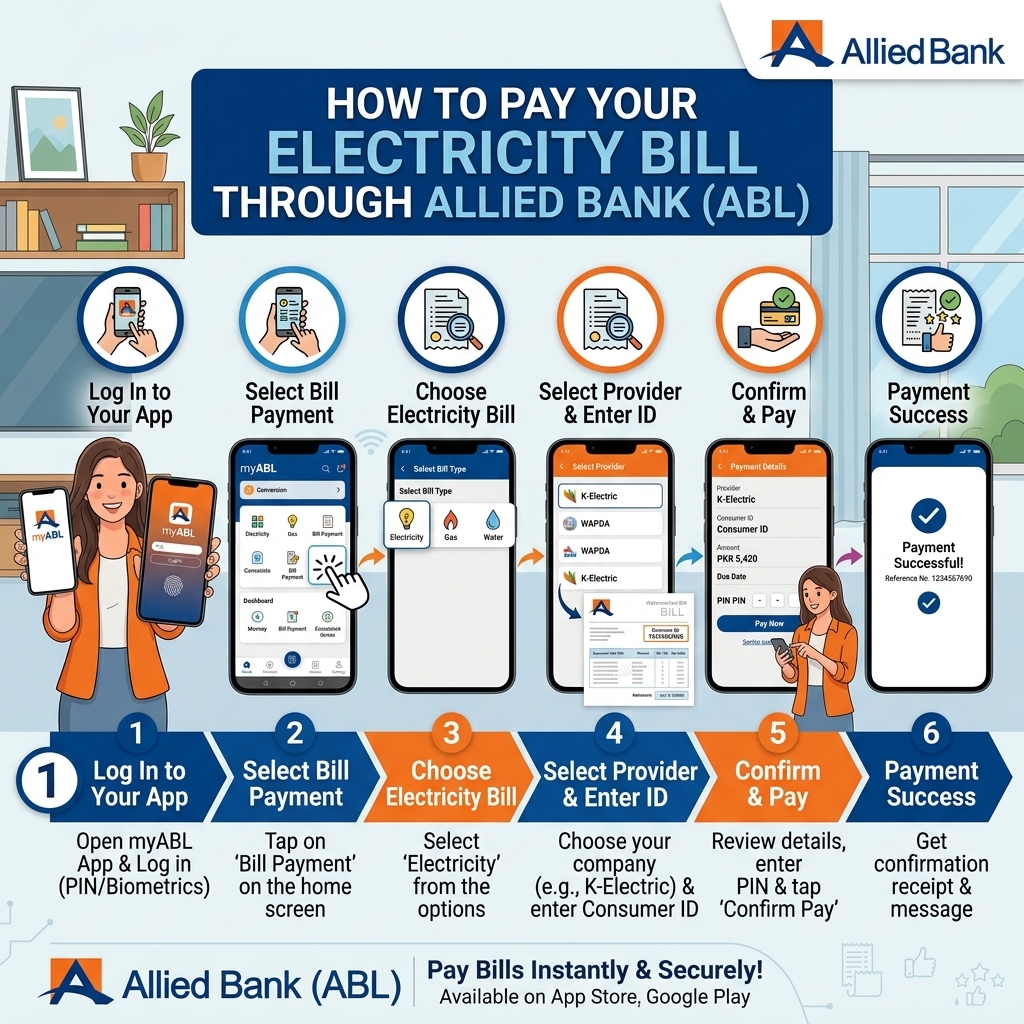 Pay Your Electricity Bill Through Allied Bank (ABL) — myABL App, Wallet, ATM & Phone Banking