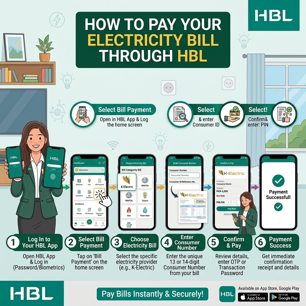 Pay Your Electricity Bill With HBL — Mobile App, Konnect, ATM & Online Portal
